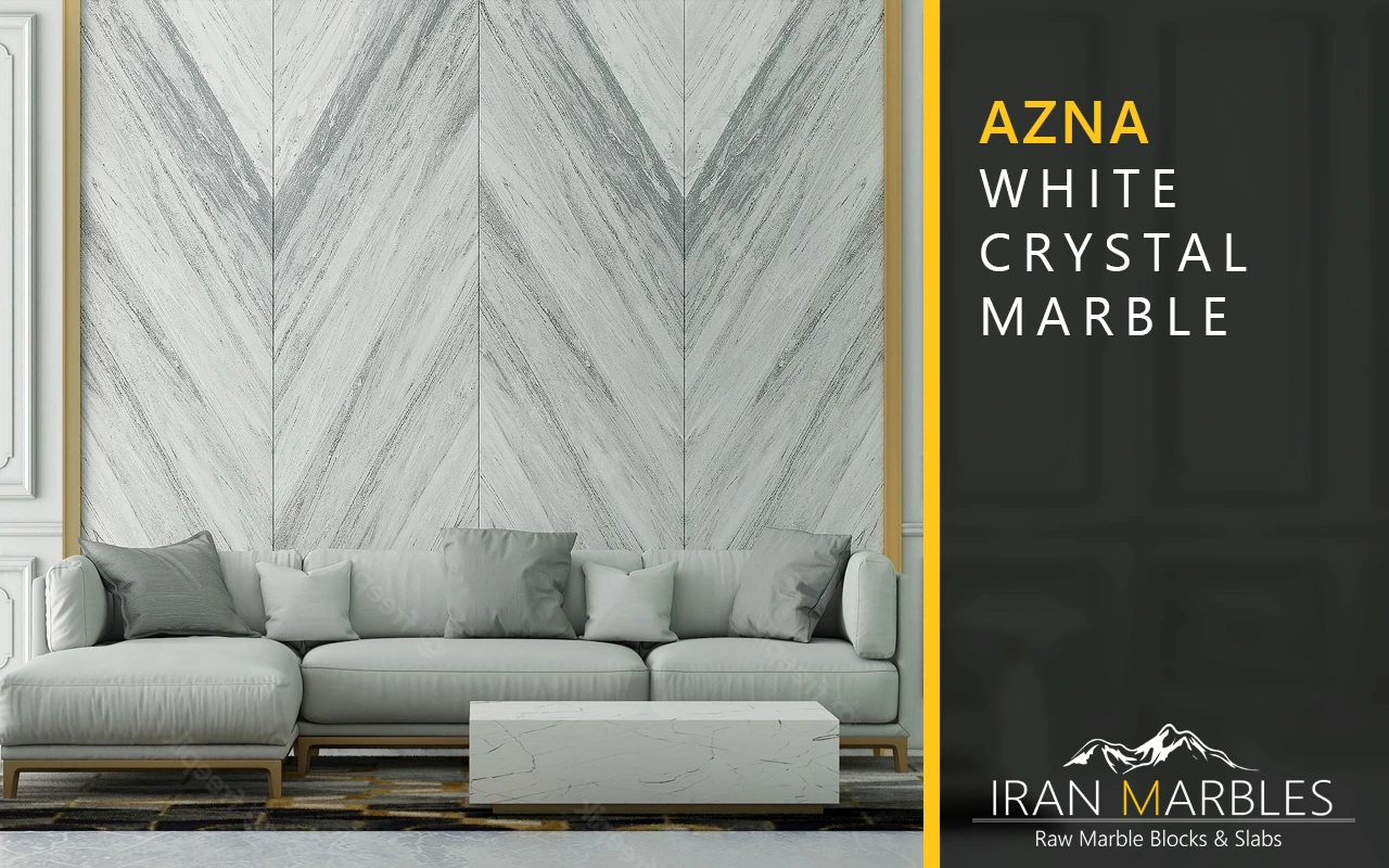 bookmatched azna white crystal marble