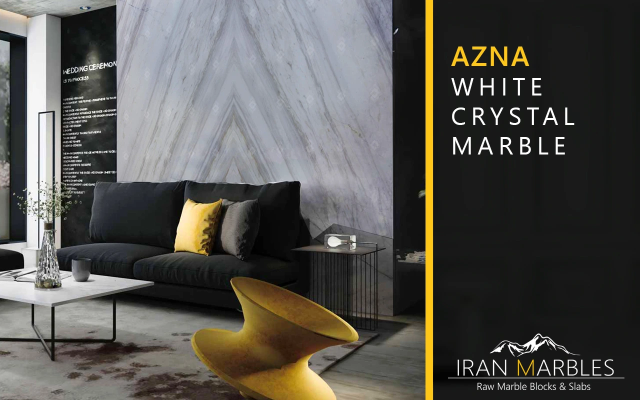 azna white crystal marble bookmatch